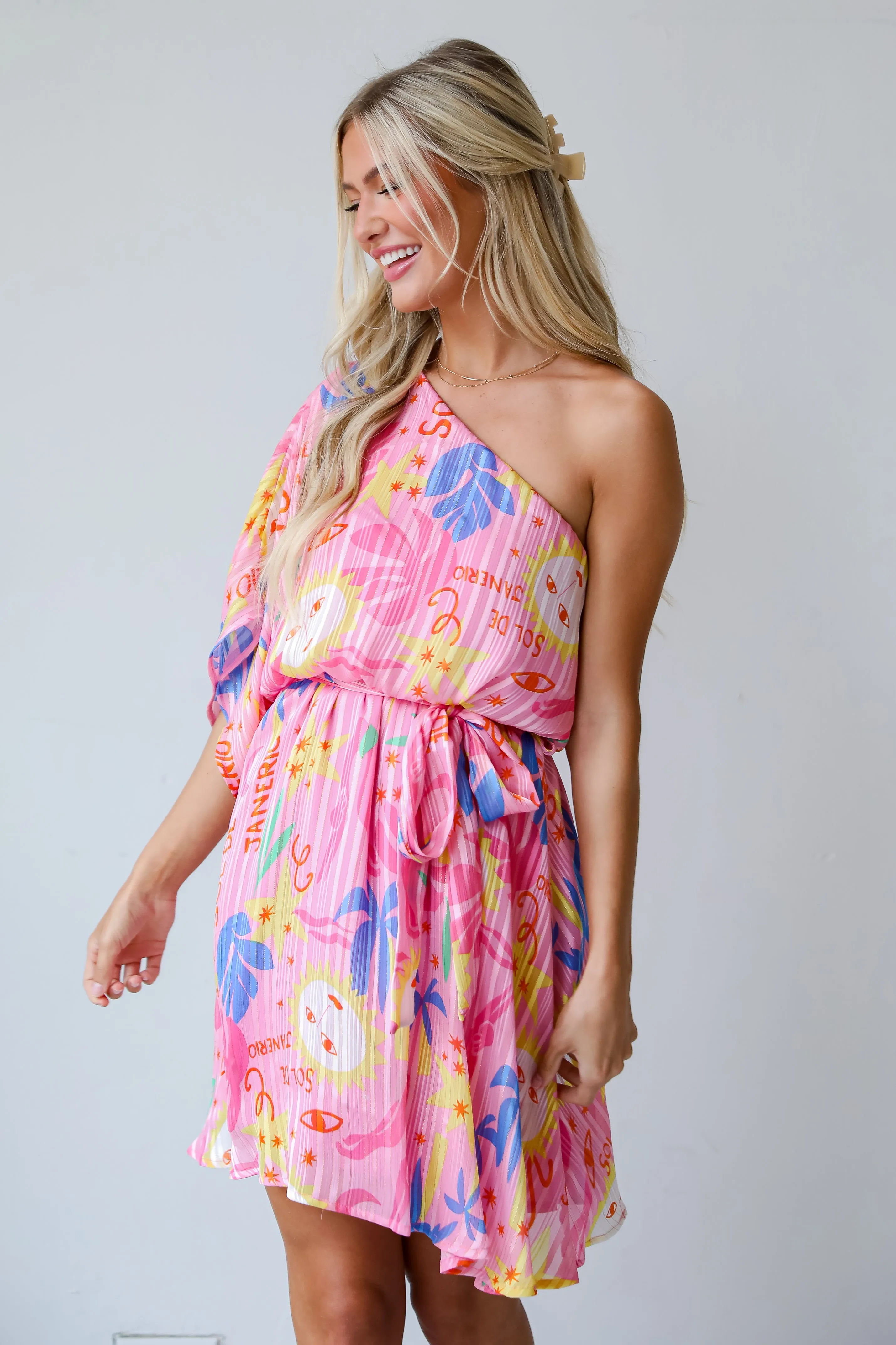 FINAL SALE - Sol De Janeiro Pink One-Shoulder Mini Dress