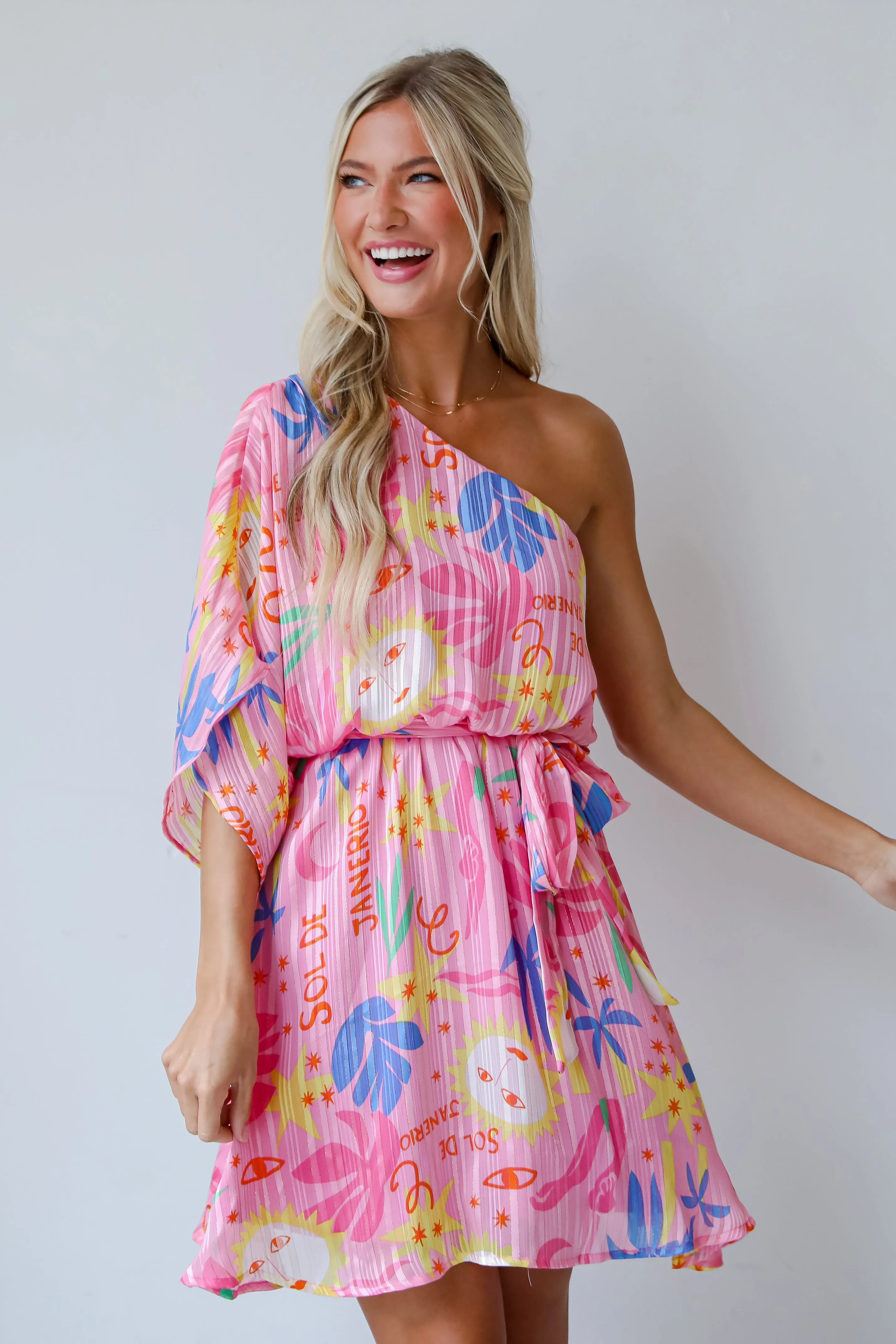 FINAL SALE - Sol De Janeiro Pink One-Shoulder Mini Dress