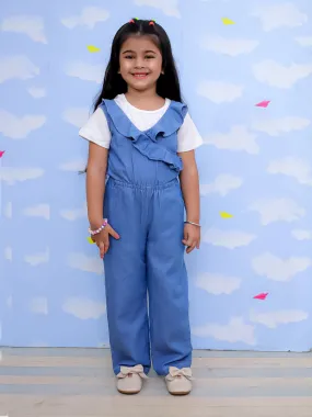 Frilled Girls Jumpsuit Light Wash