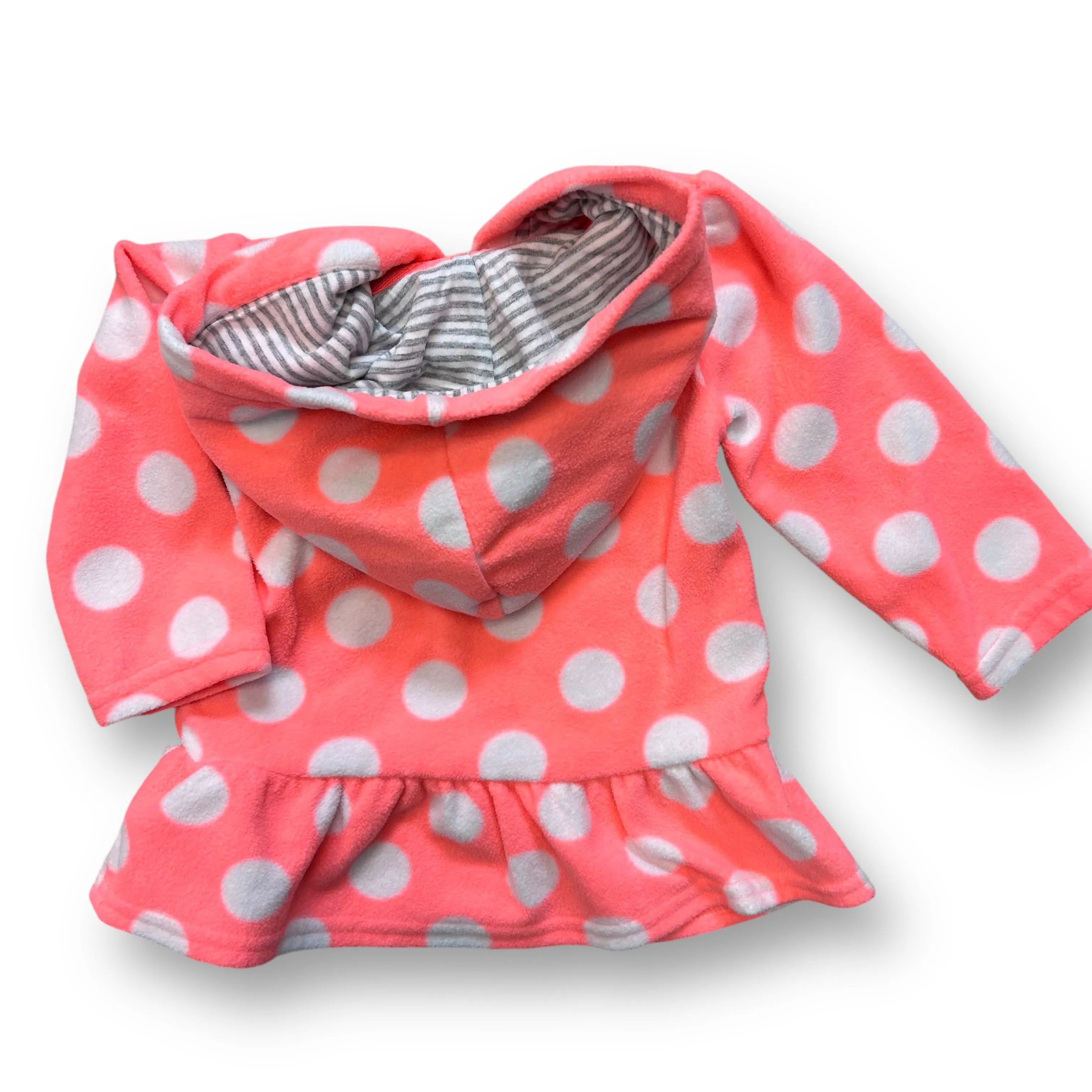 Girls Carter's Size 12 Months Bright Pink Polka Dot Fleece Hooded Pullover