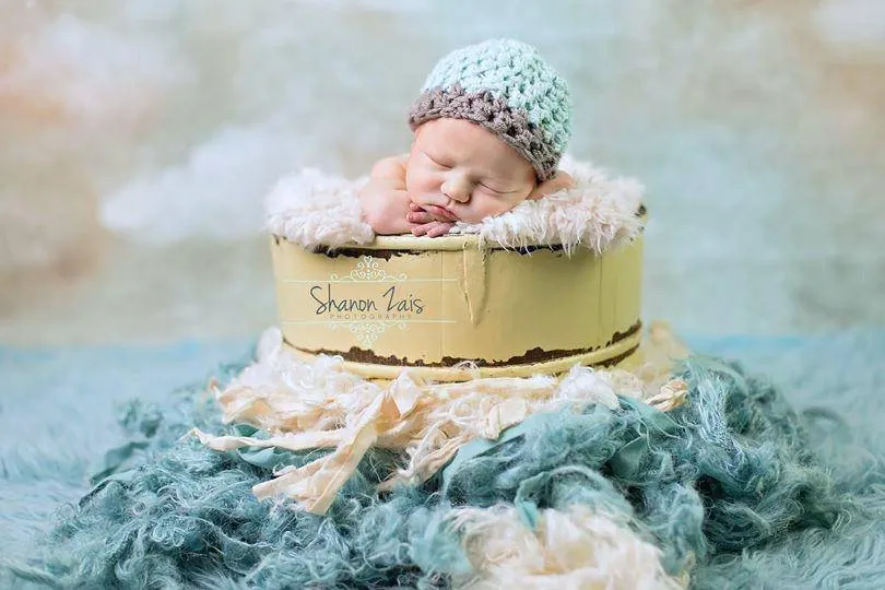 Glacier Blue Newborn Baby Hat Gray Edge