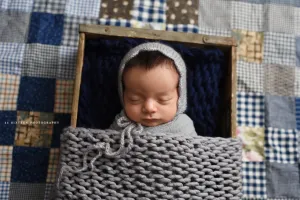 Gray Scallop Mohair Newborn Baby Bonnet Hat