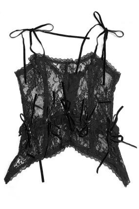 Gwendolyn Black Lace Tie-Up Camisole