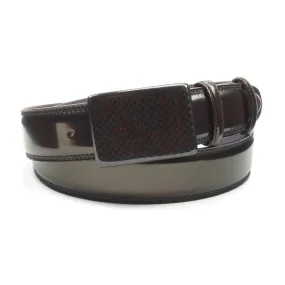 Hand Burnished Burgundy Carbon Fibre Plate Style Belt