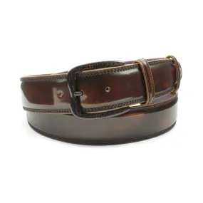 Hand Burnished Cognac Carbon Fibre Twisted Prong Belt