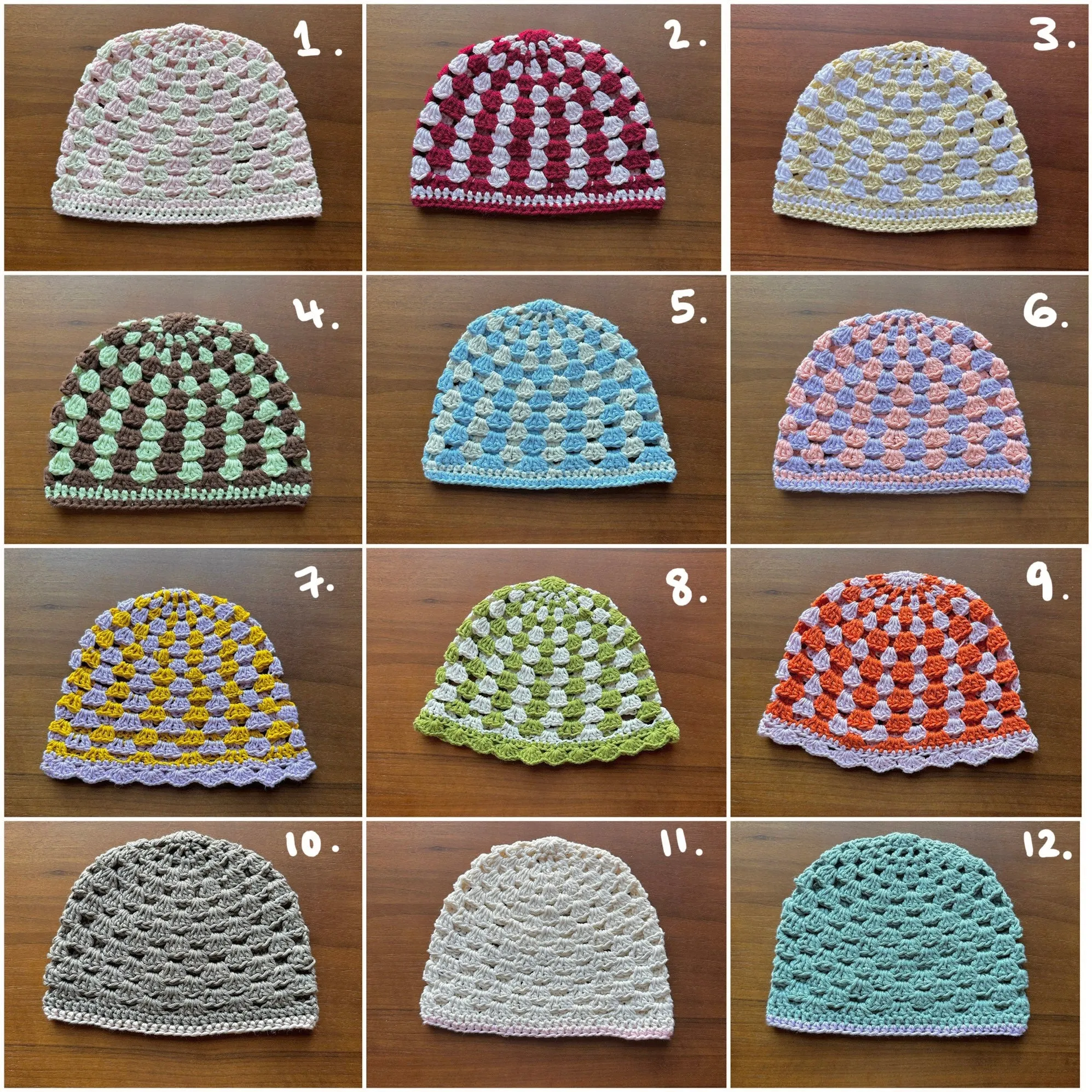 Handmade cotton crochet summer hats - CHOOSE YOUR COLOUR