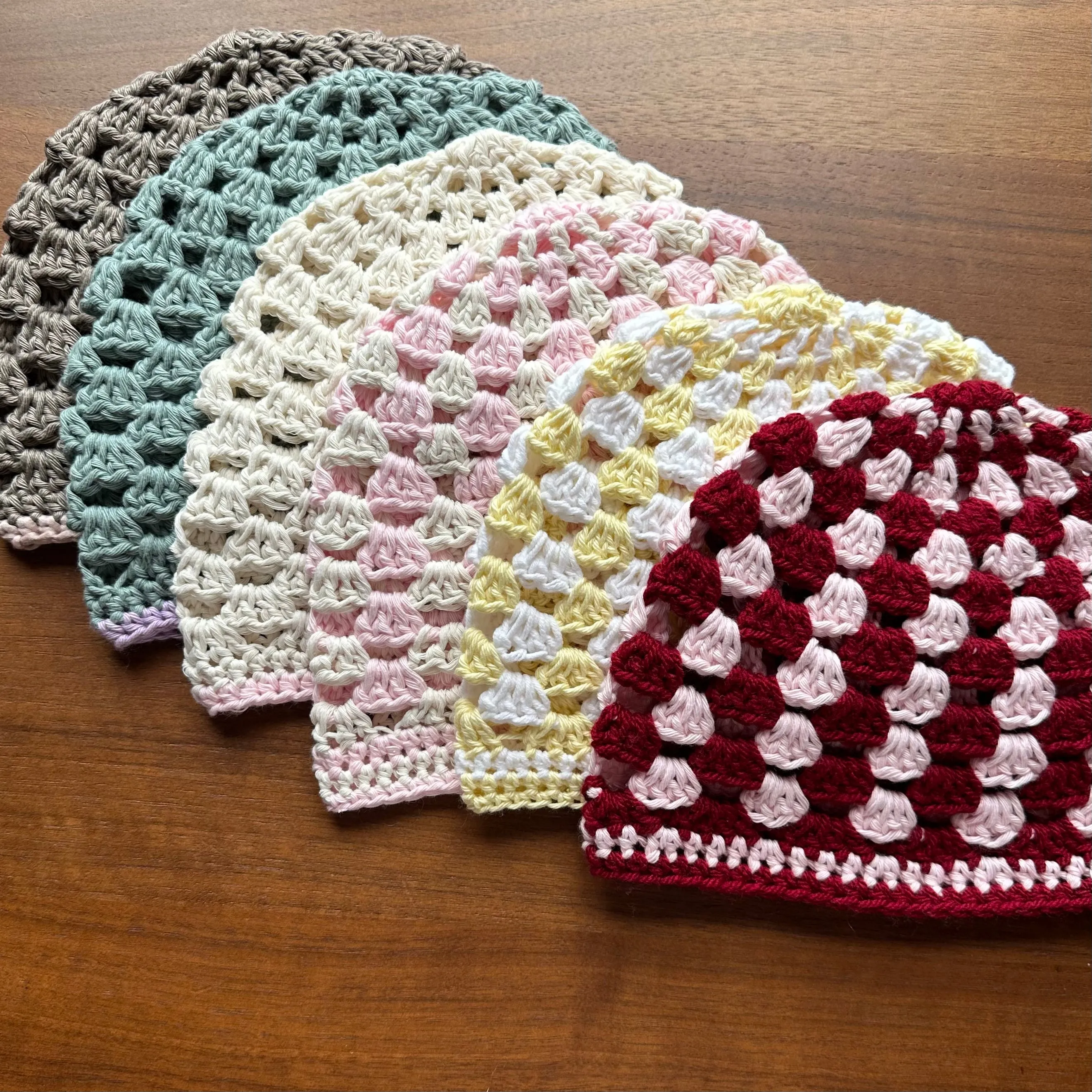 Handmade cotton crochet summer hats - CHOOSE YOUR COLOUR