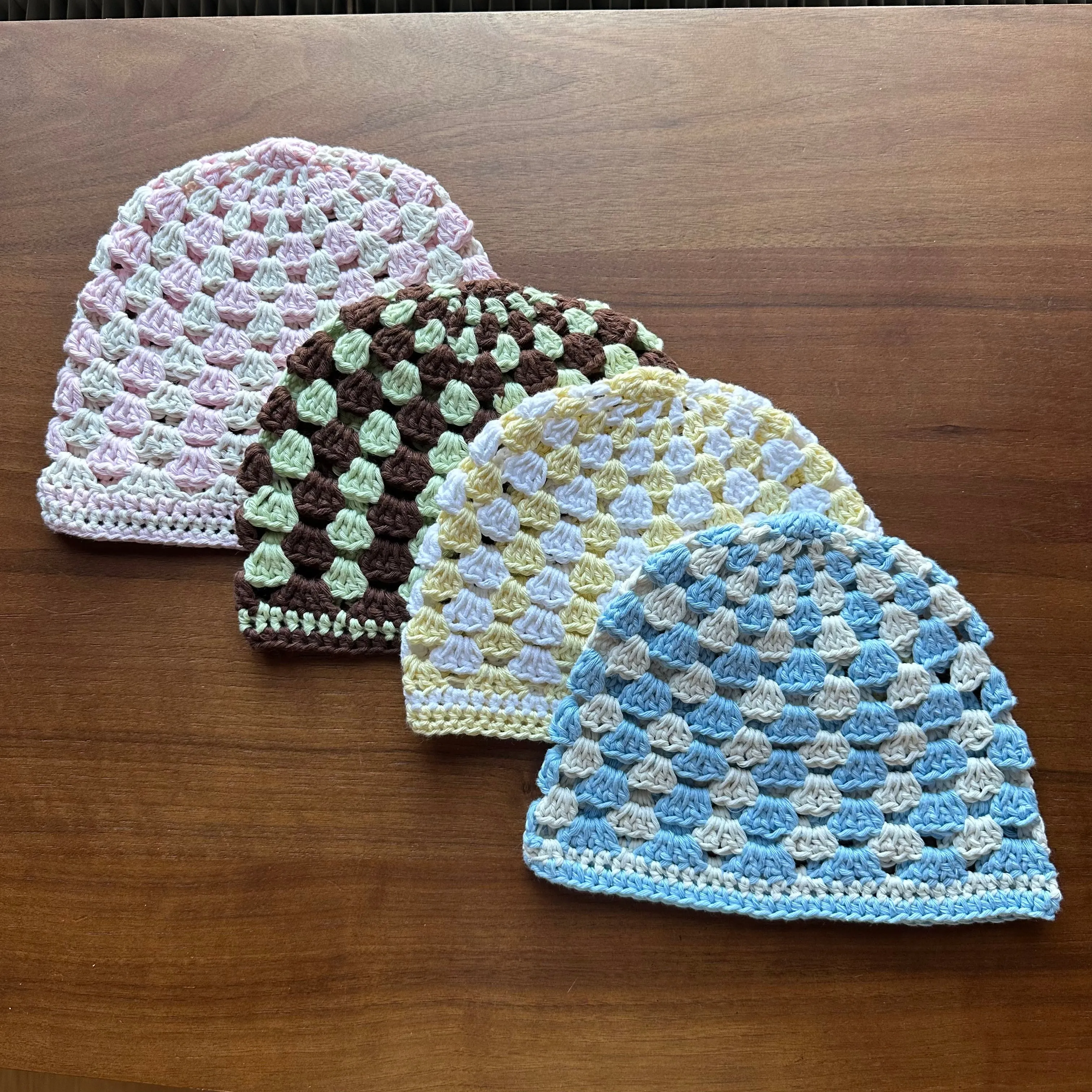 Handmade cotton crochet summer hats - CHOOSE YOUR COLOUR