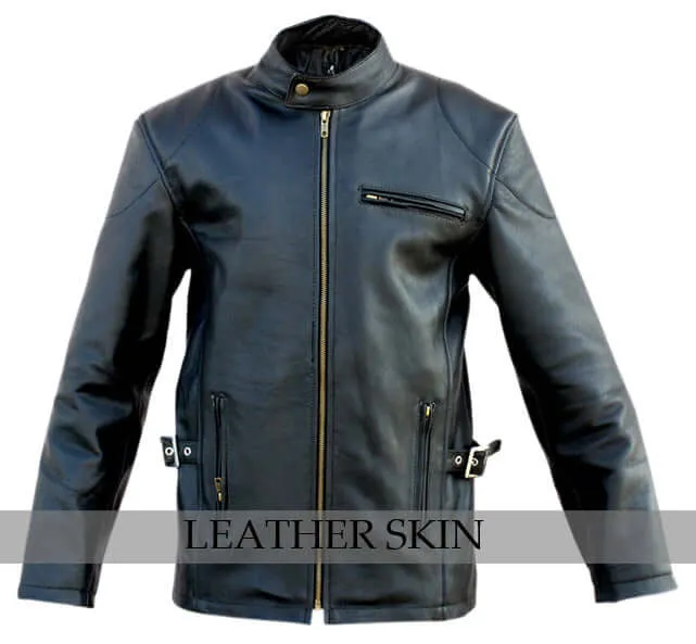 Handmade Men's Black Fashion Stylish Premium Genuine Leather Jacket Front & Side Pockets