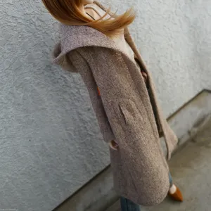 Hoodie Knit Coat (Rusty Brown)