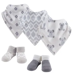 Hudson Baby Cotton Bib and Sock Set, Koala