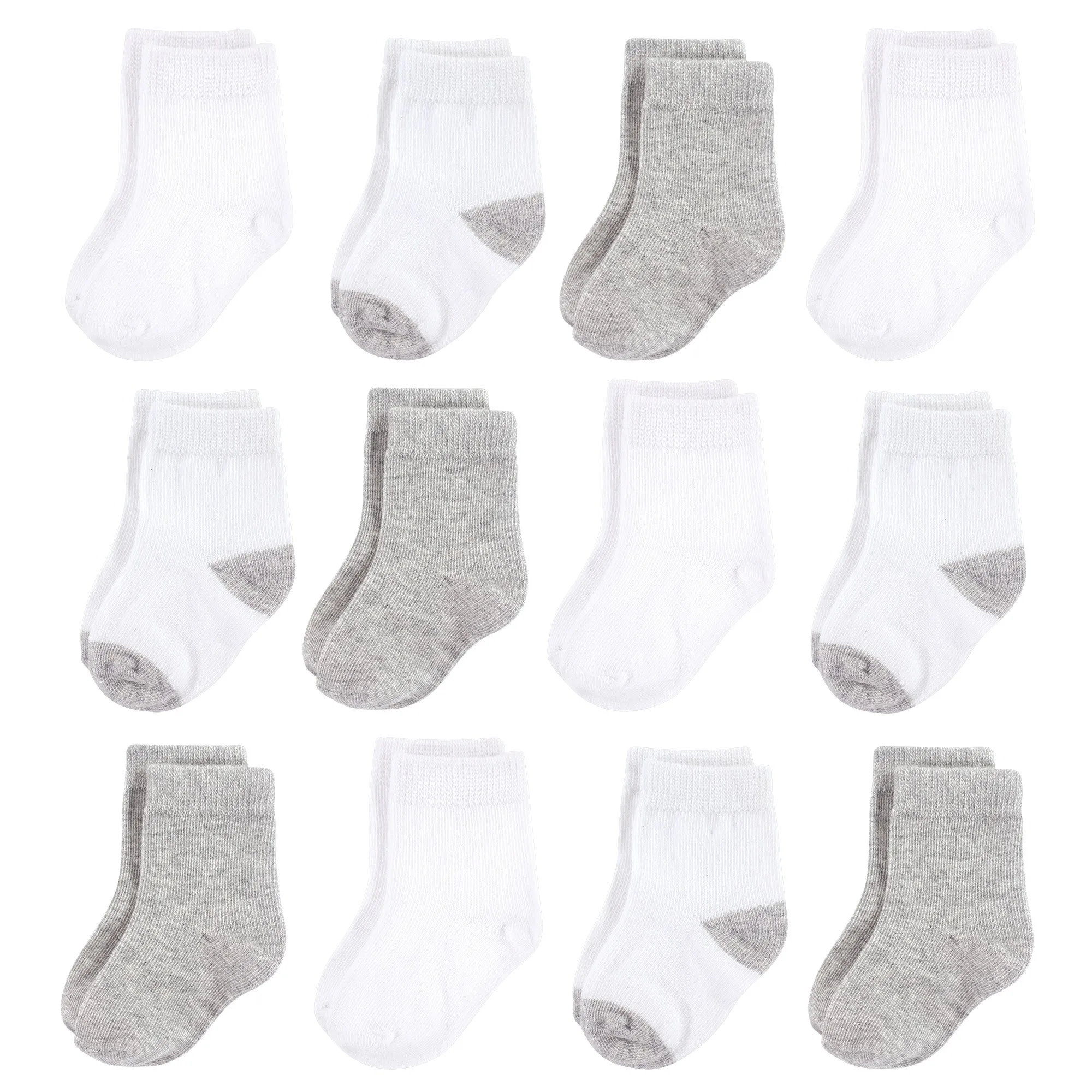 Hudson Baby Cotton Rich Newborn and Terry Socks, White Gray