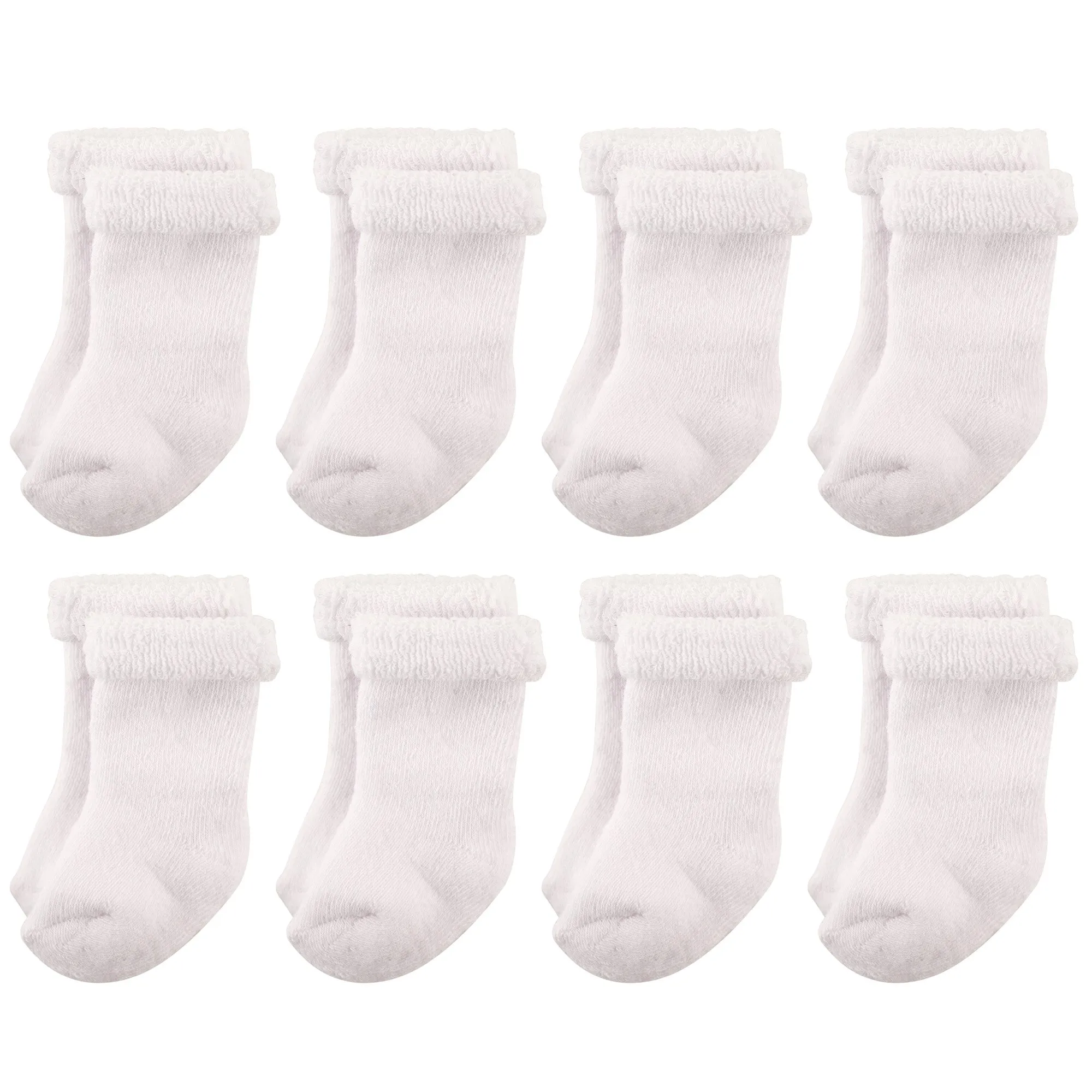 Hudson Baby Cotton Rich Newborn and Terry Socks, White Terry