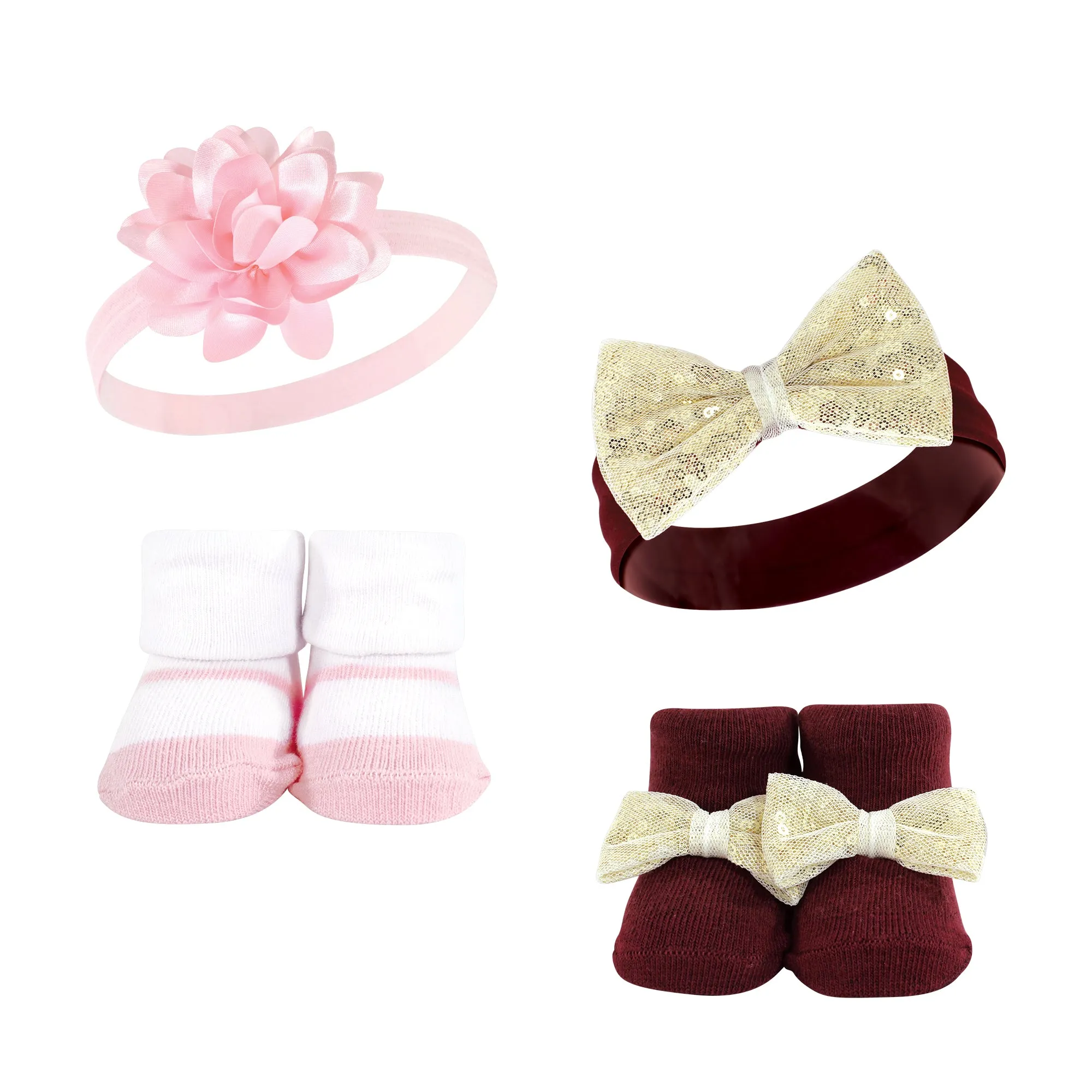 Hudson Baby Headband and Socks Set, Flower