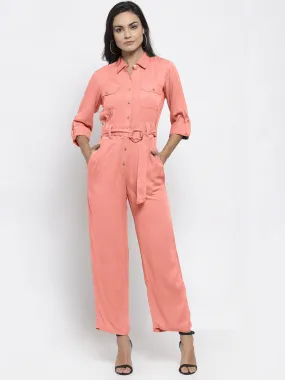 Jashvi Women Peach Solid Jumpsuit