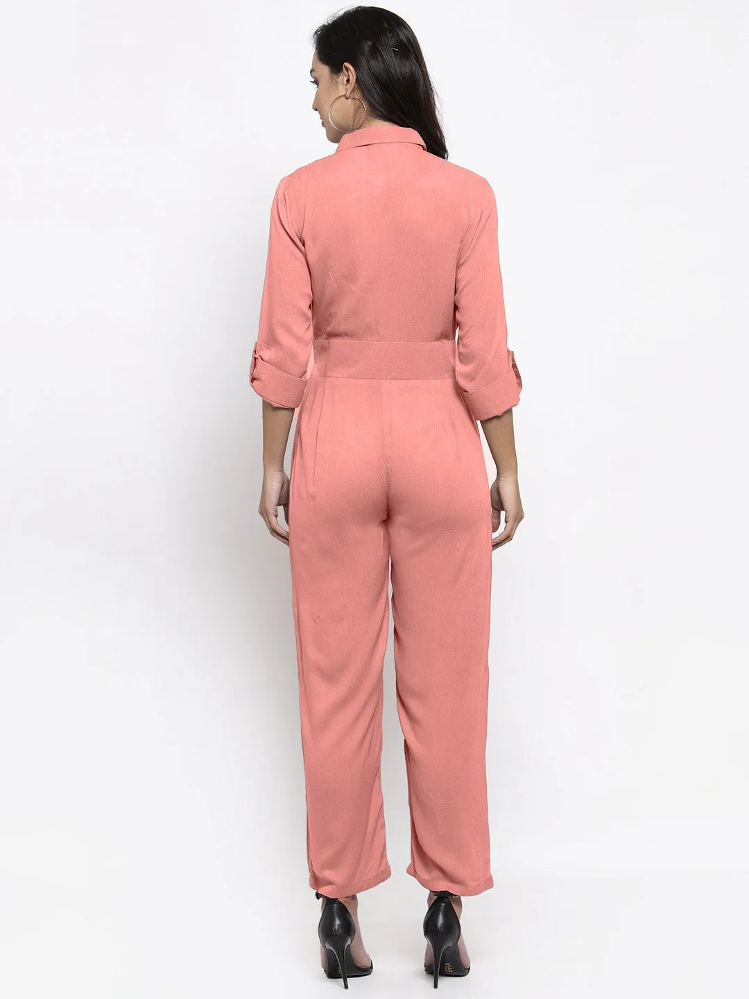 Jashvi Women Peach Solid Jumpsuit