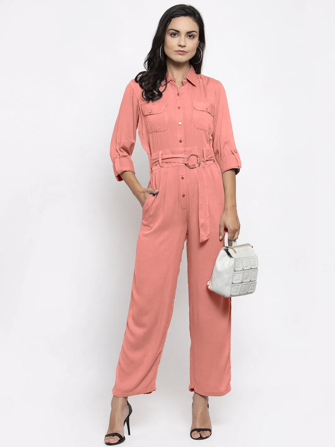 Jashvi Women Peach Solid Jumpsuit