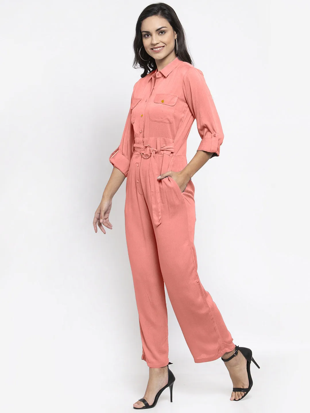 Jashvi Women Peach Solid Jumpsuit