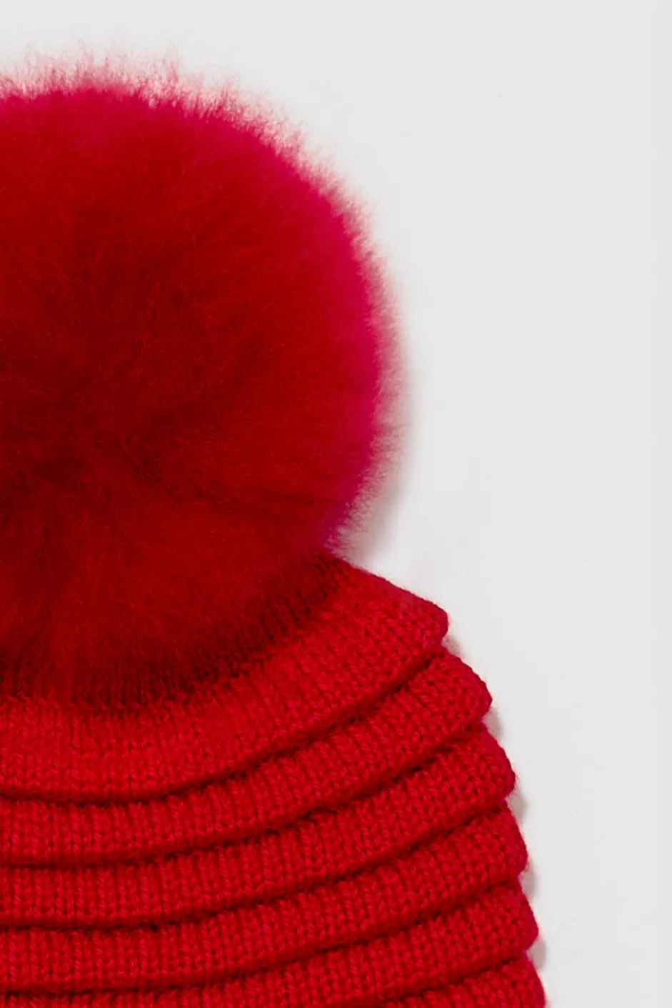 Kids (4-5 Years) Ribbed Hat with Oversized Fur Pompon