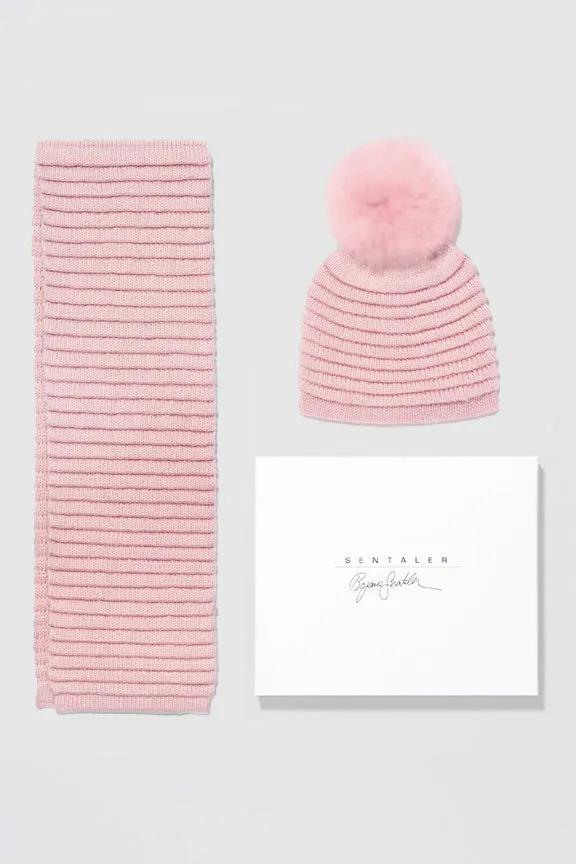 Kids (4-5 Years) Ribbed Hat with Oversized Fur Pompon