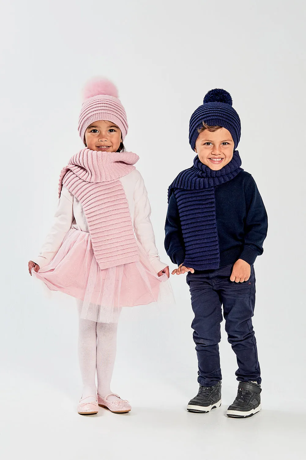 Kids (4-5 Years) Ribbed Hat with Oversized Fur Pompon