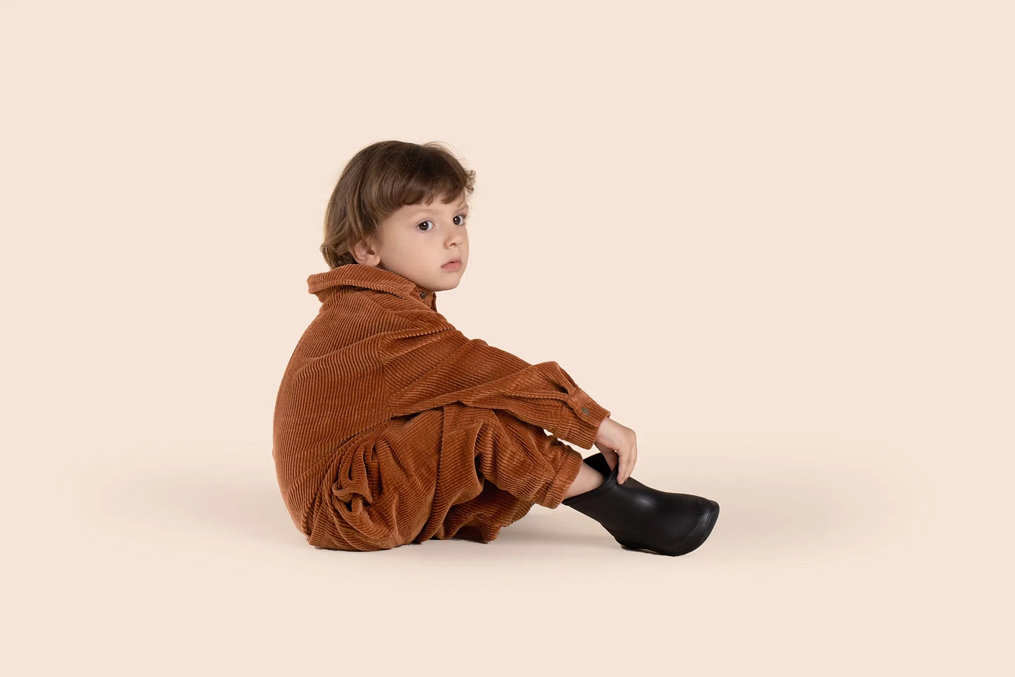 Kids Corduroy Mechanic Jumpsuit l Rust