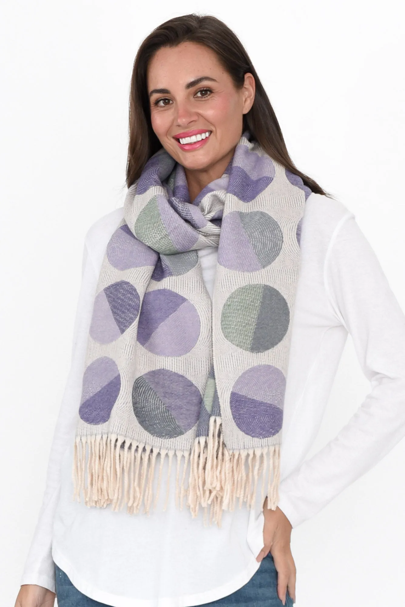 Kindra Indigo Geo Tassel Scarf