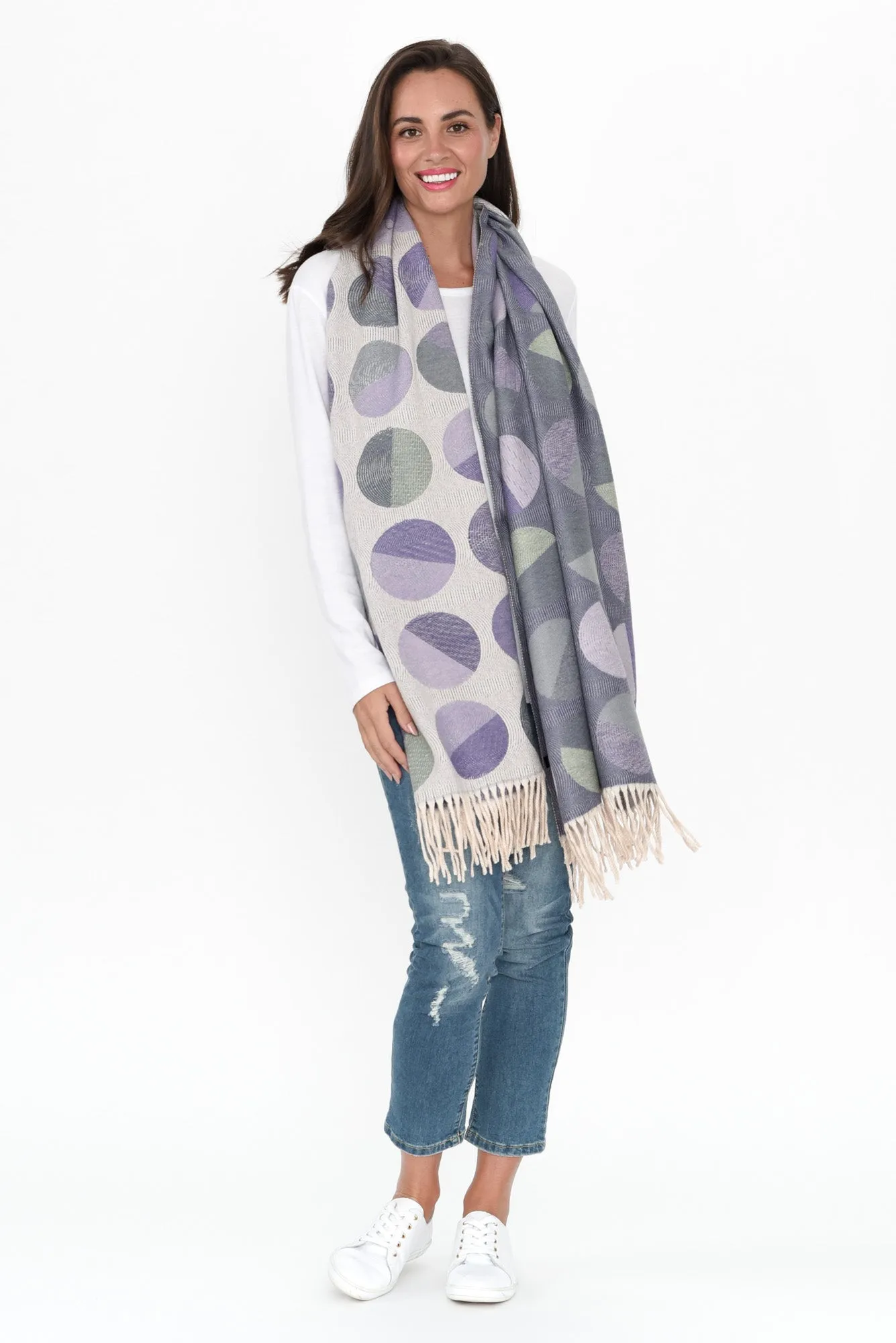 Kindra Indigo Geo Tassel Scarf