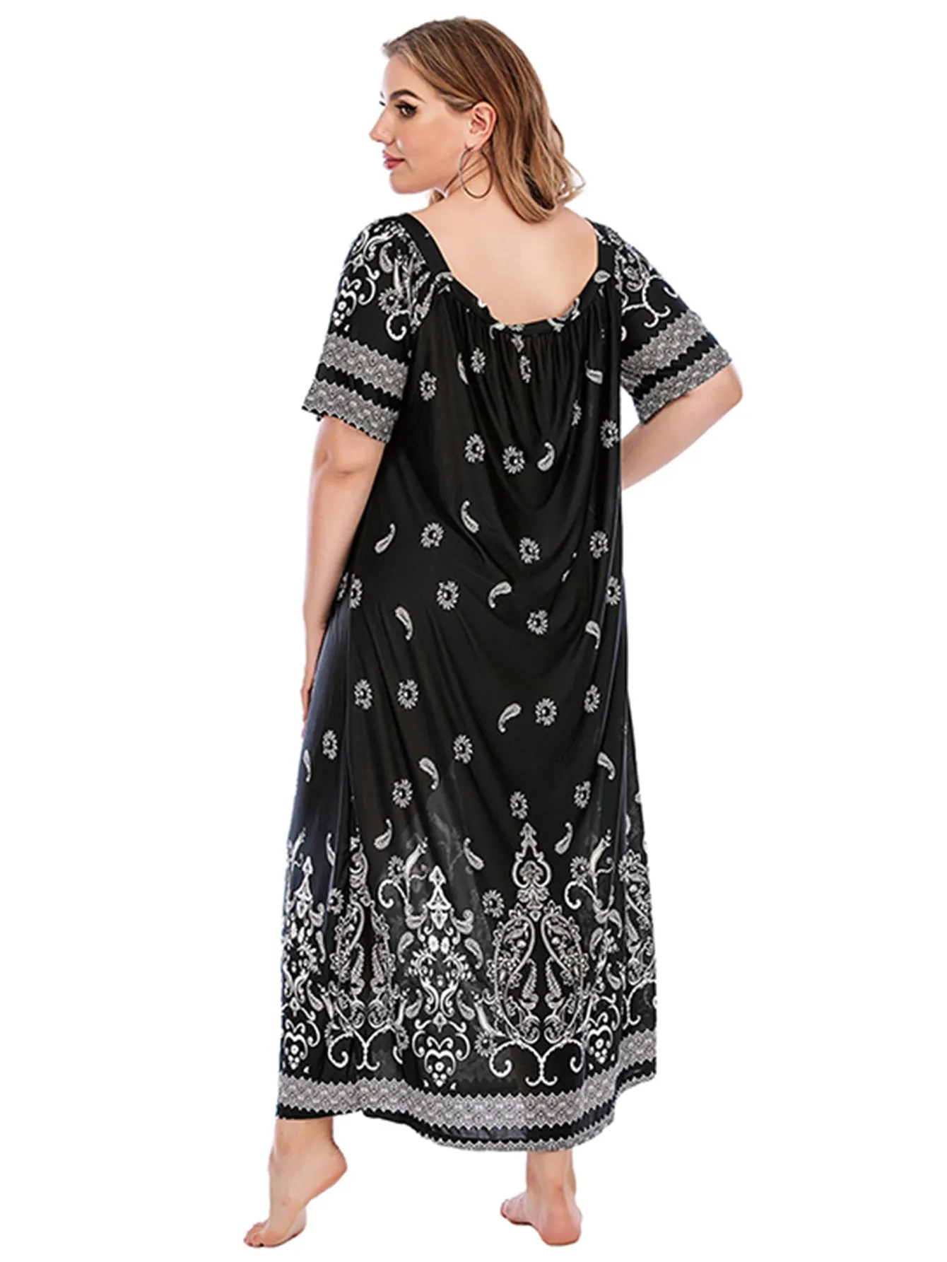 KittenAlarm - Plus size Print Pullover Dress Tee Dress