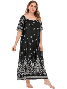 KittenAlarm - Plus size Print Pullover Dress Tee Dress