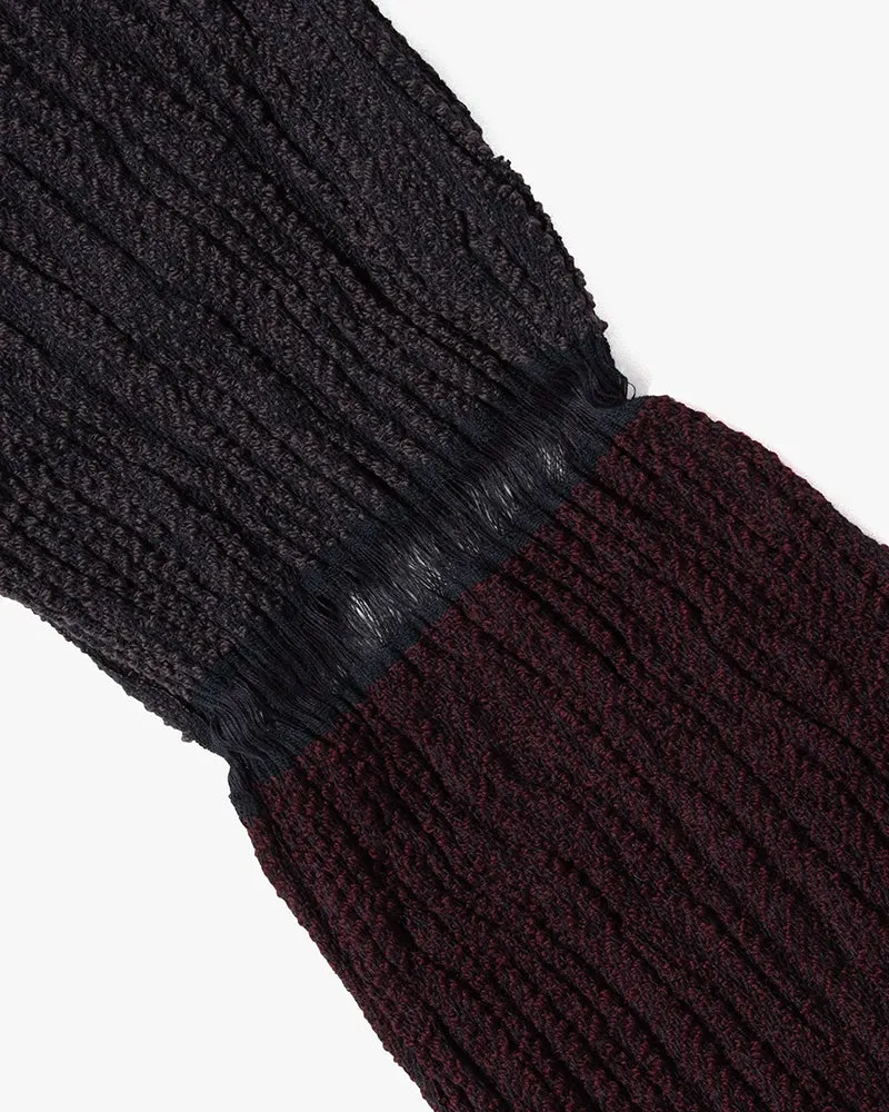 Kobo Oriza Knit Cap, Multi Functional, Cotton and Wool Blend, Split Burgundy and Eggplant, 9 ˝