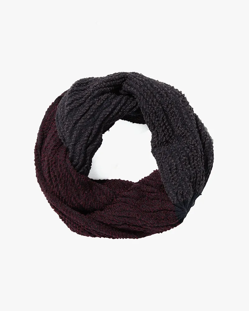 Kobo Oriza Knit Cap, Multi Functional, Cotton and Wool Blend, Split Burgundy and Eggplant, 9 ˝