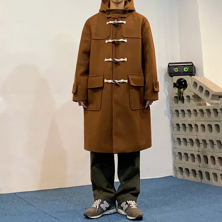 [Korean Style] 3 Colors Hooded Duffle Coat