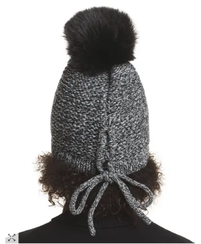 Kyi Kyi Knitted Faux Fur Pom Pom Hat