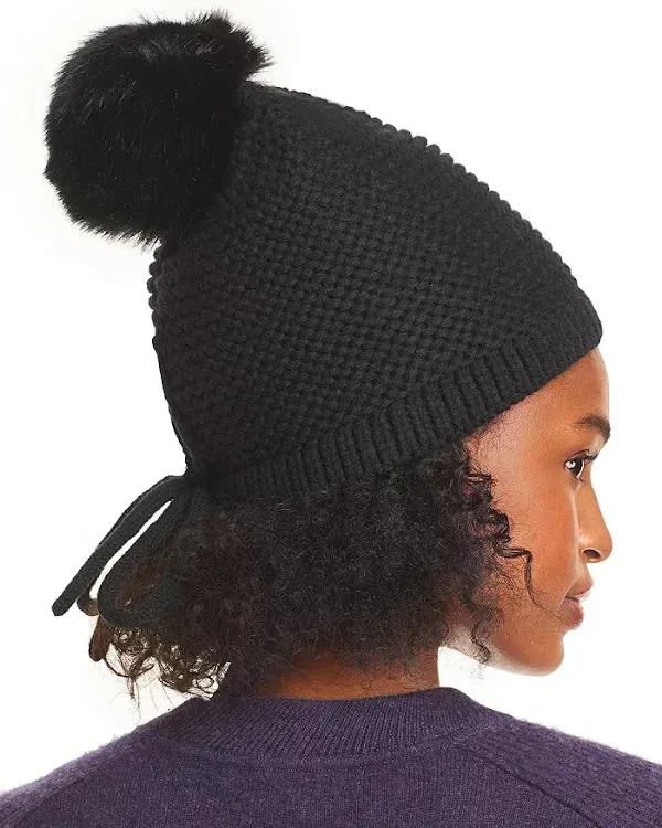 Kyi Kyi Knitted Faux Fur Pom Pom Hat