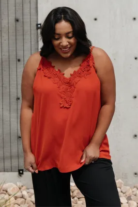 Lace Applique Camisole In Burnt Orange