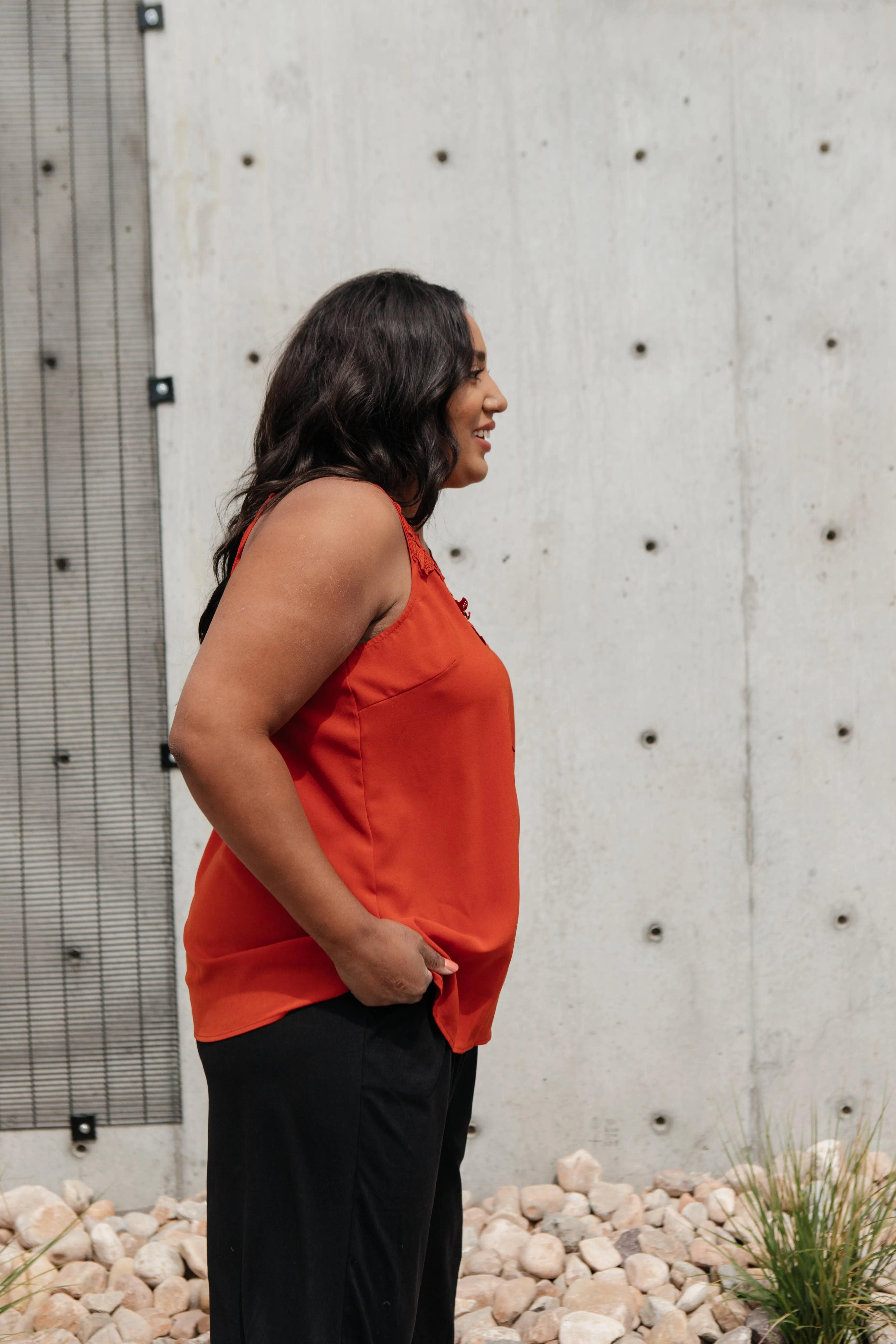 Lace Applique Camisole In Burnt Orange