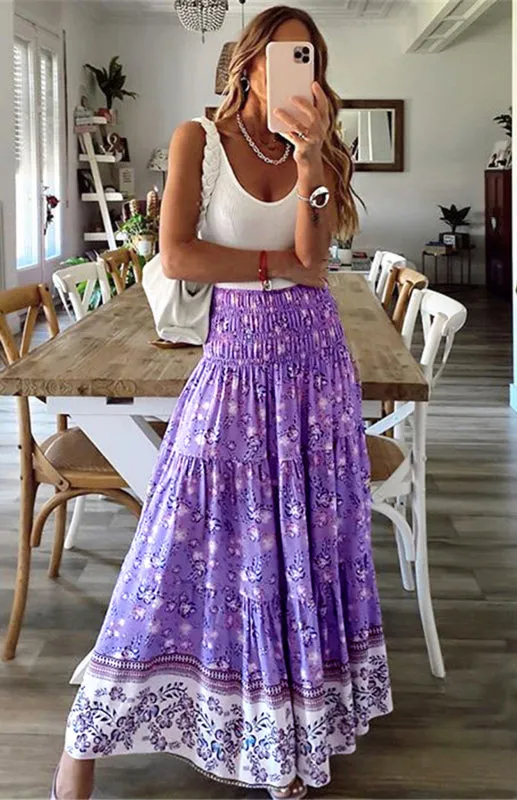 Ladies Casual Fashion Boho Print Skirt