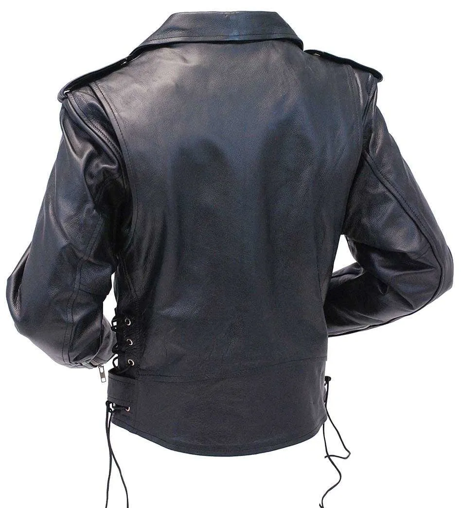 Ladies Genuine Leather Motorcycle Jacket w/Zip Out #L52LZ