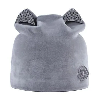 Ladies knitted beanie hat women winter cap