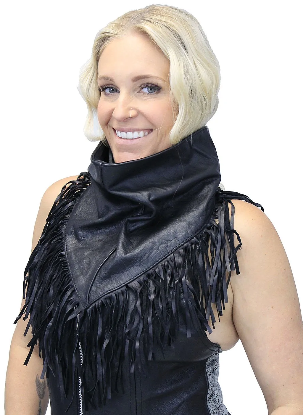 Leather Scarf with Fringe #A13060FK