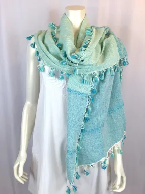 Lila Tassel Aqua Summer Wrap