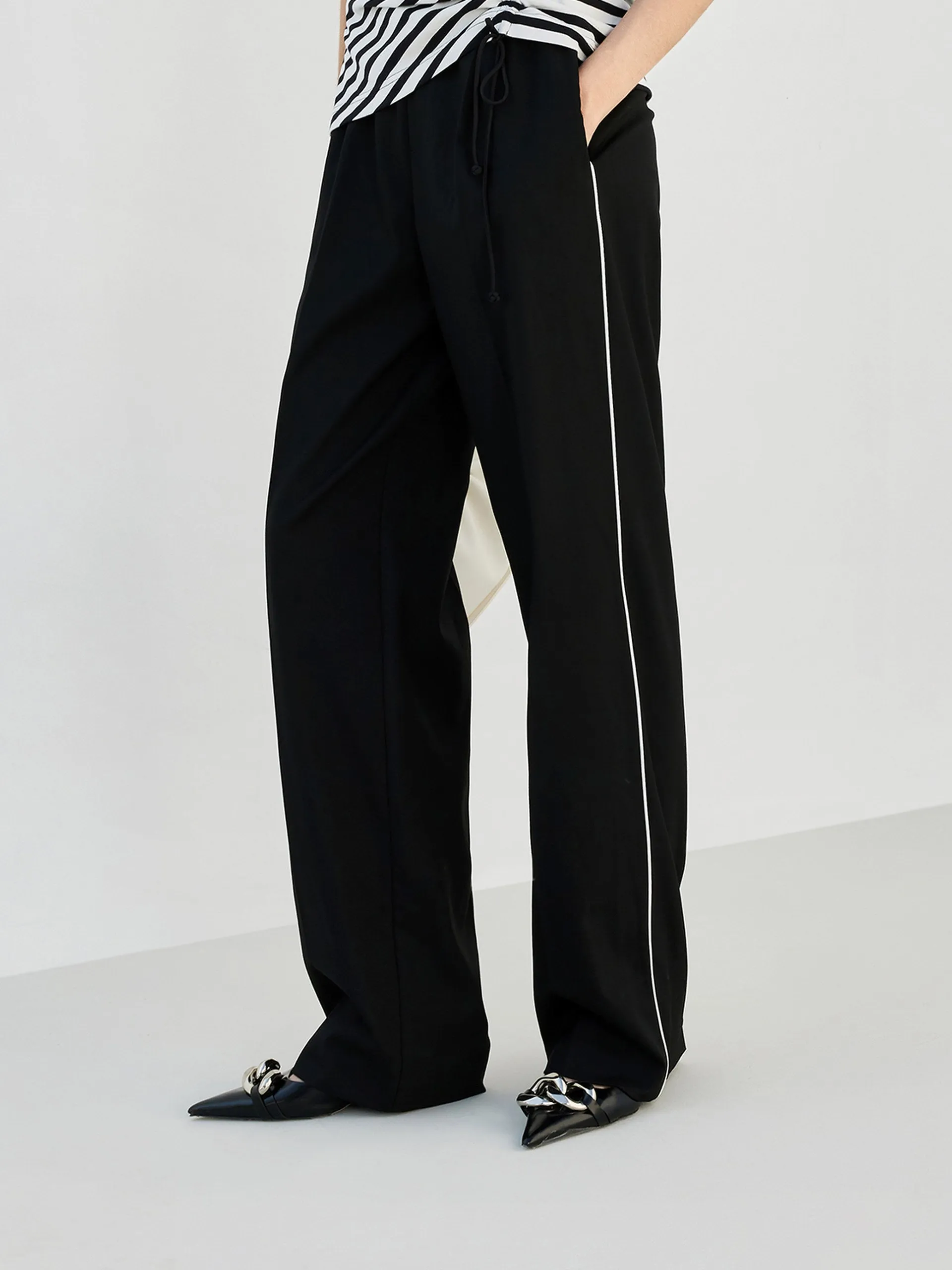 Logo Waistband Straight Pants