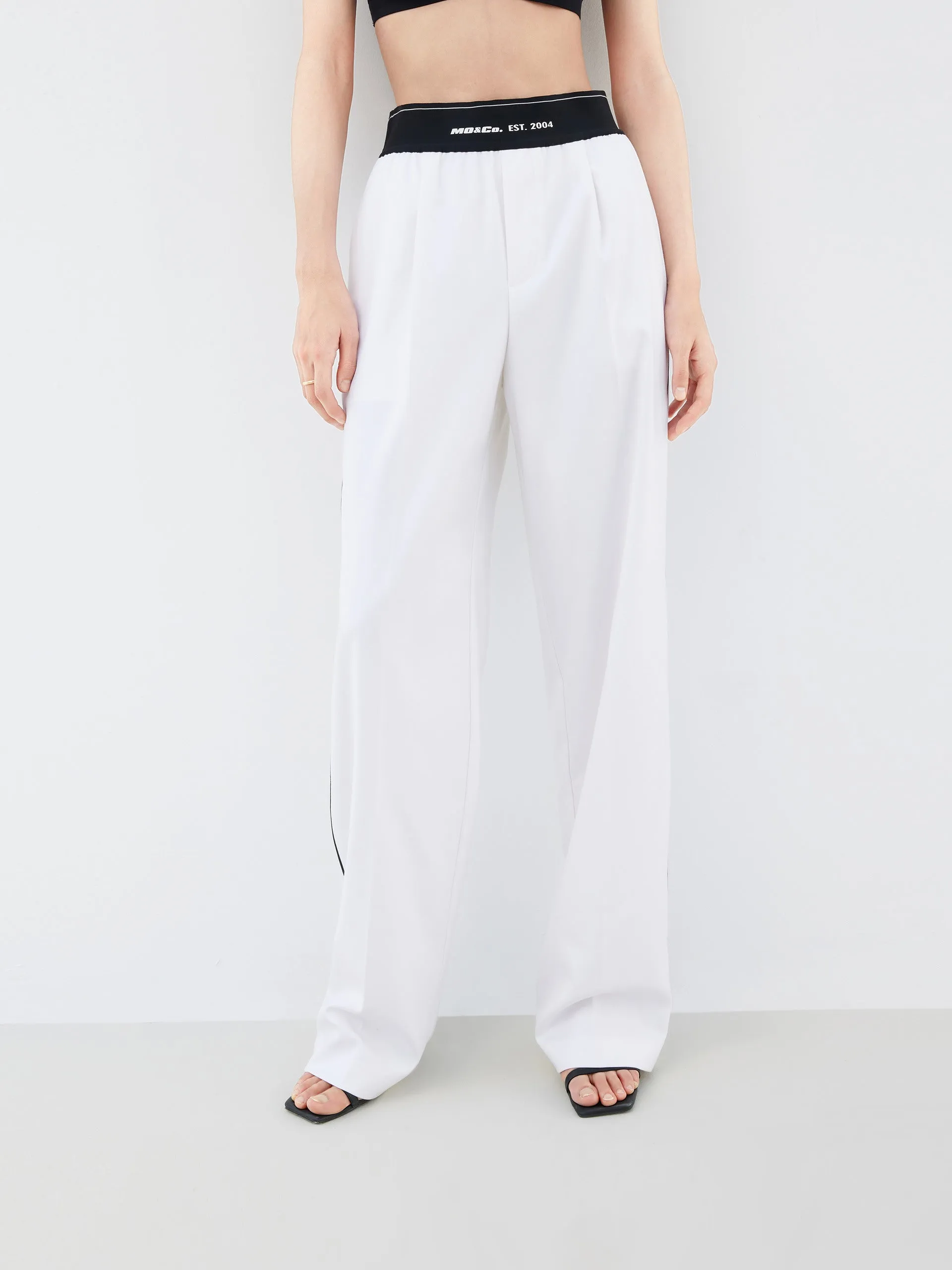 Logo Waistband Straight Pants