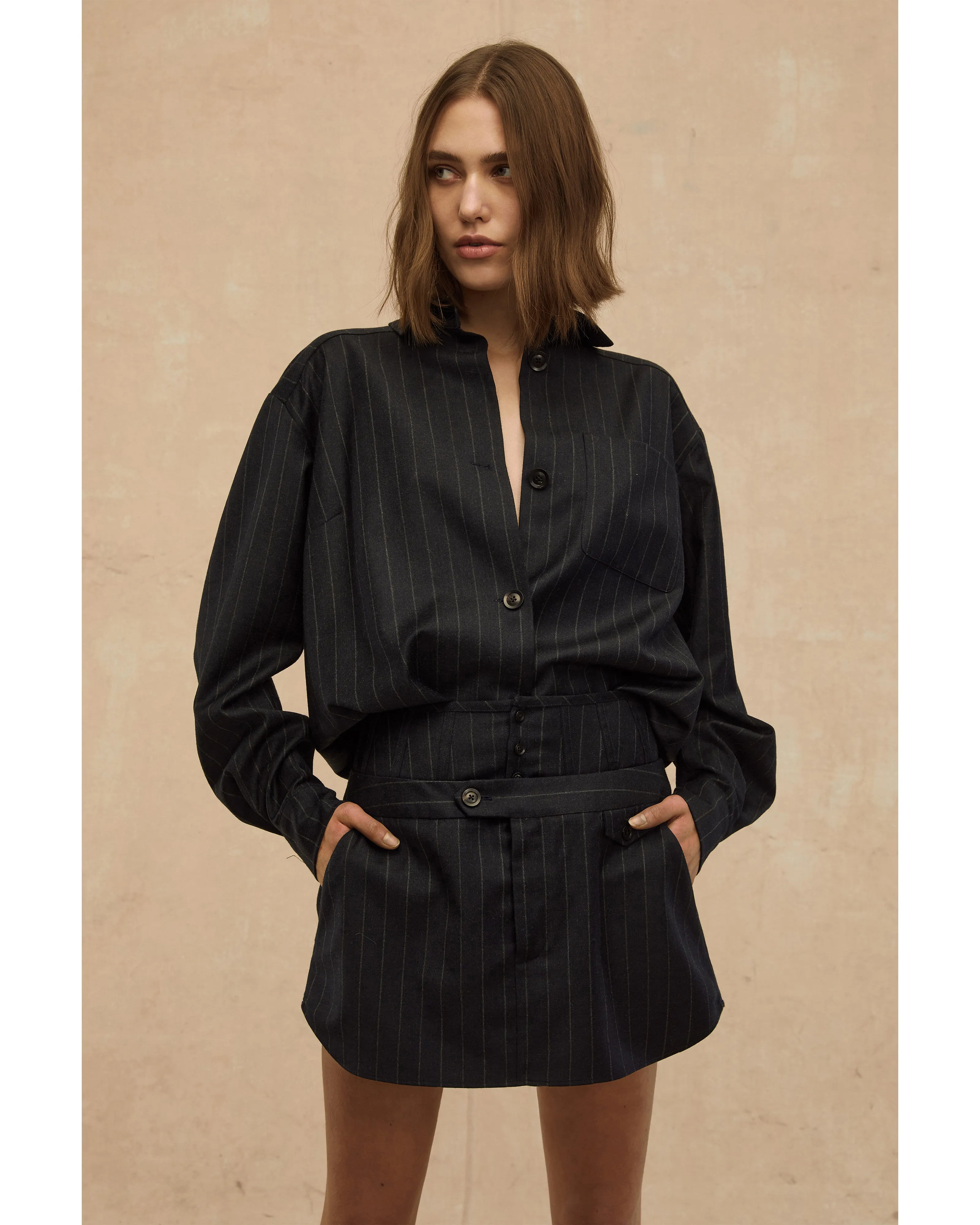 Lou Pinstripe Shirt Jacket