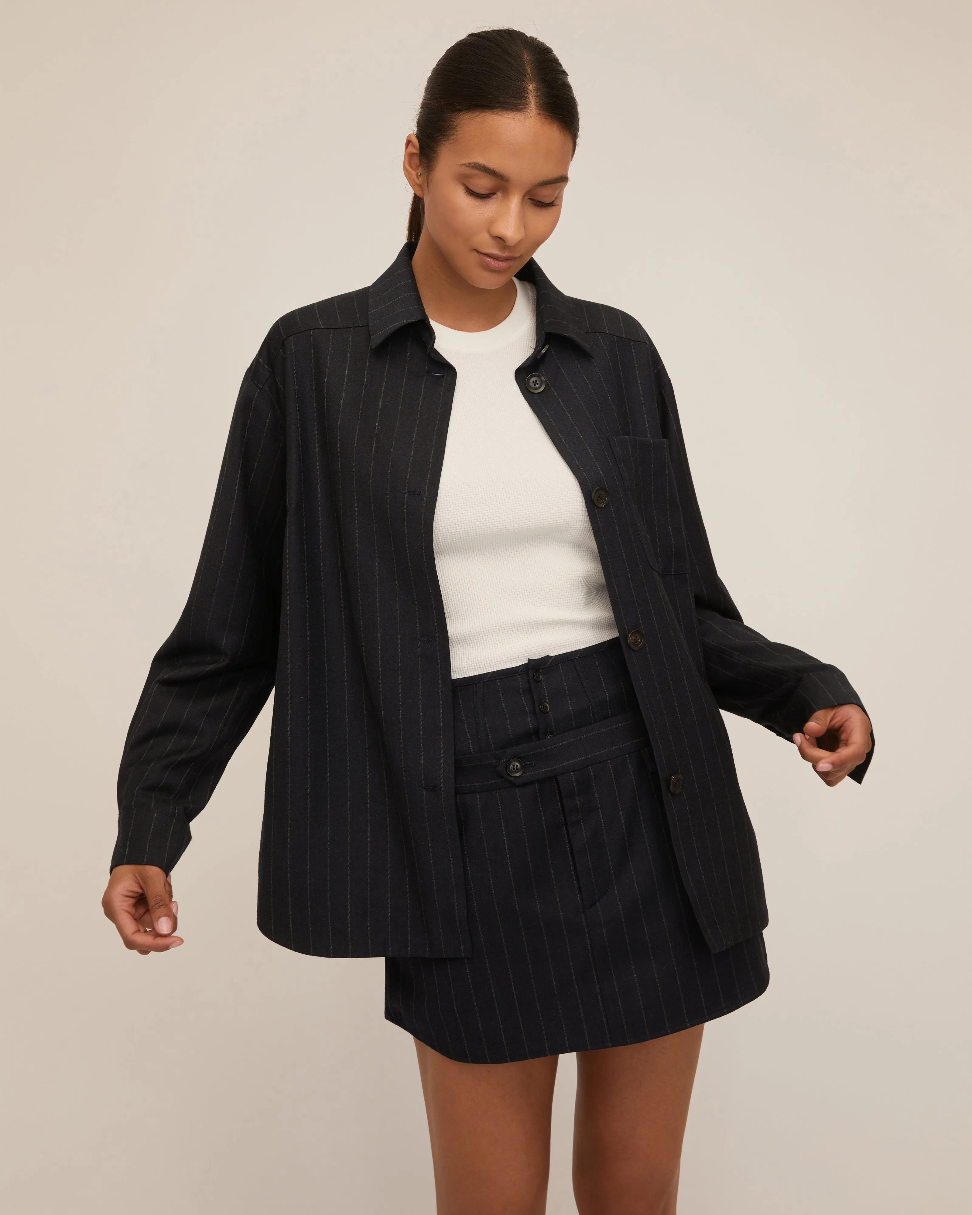 Lou Pinstripe Shirt Jacket