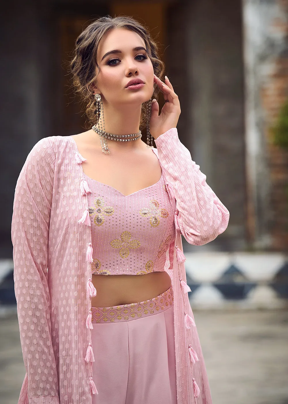 Lovely Dusty Pink Exclusive Koti Style Co-Ords Palazzo Suit