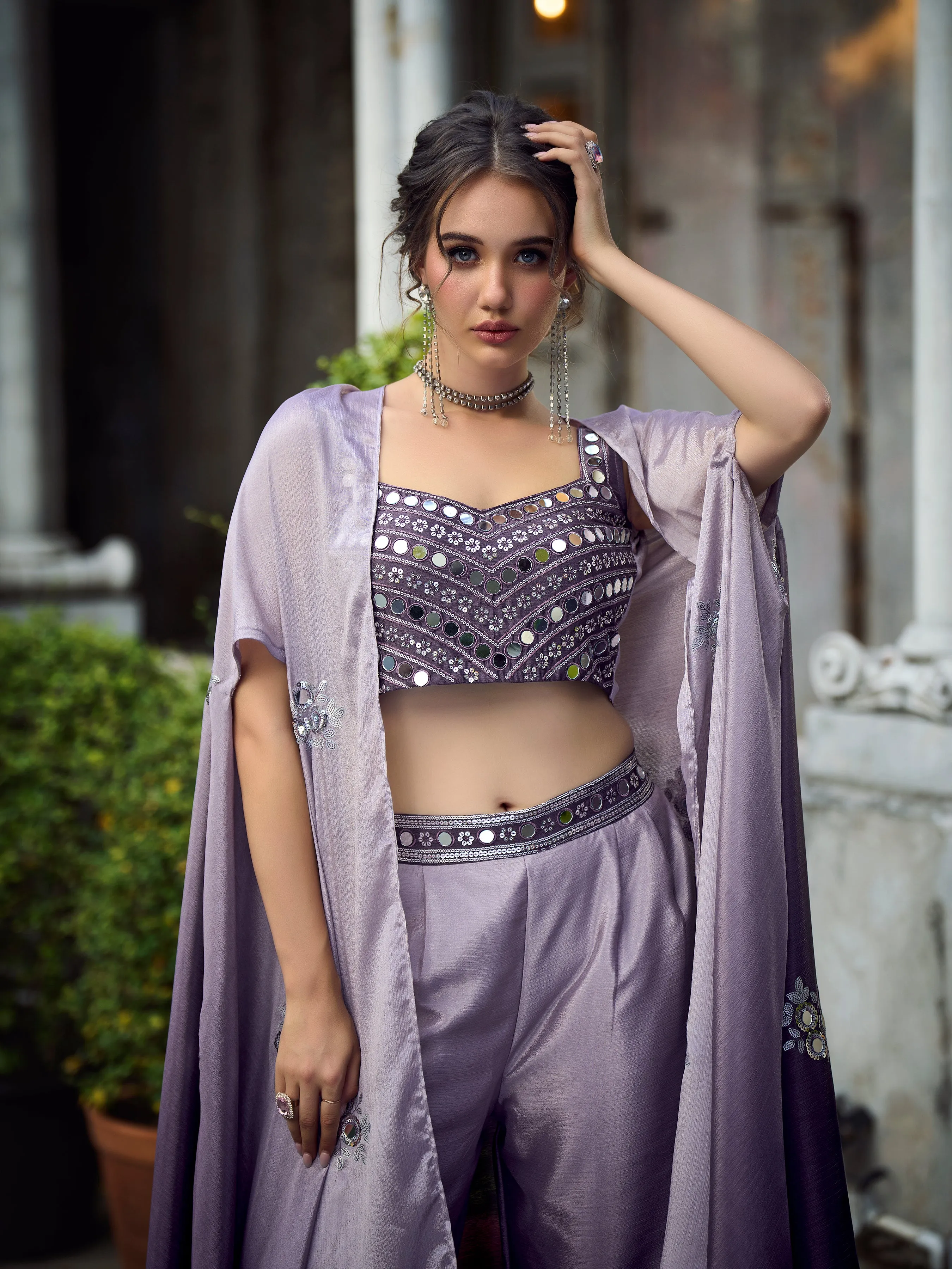 Lovely Purple Exclusive Koti Style Co-Ords Palazzo Suit