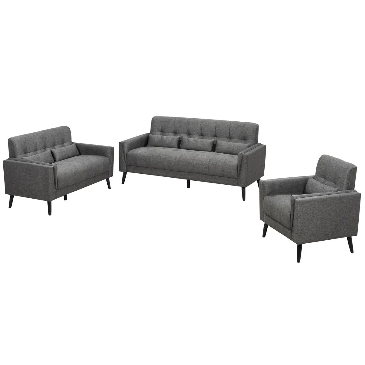 Madeline Grey Sofa with 3 Lumbar Pillows