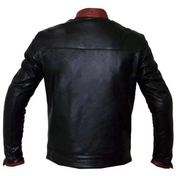 Maroon Black Color crusader dark knight batman leather jacket